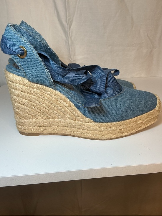 Zara Shoes - Denim Blue Wedge Espadrille Sandals - Women